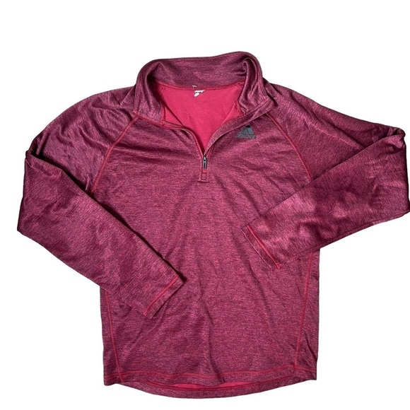 Adidas Climalite Burgundy Red Long Sleeve Half Zip Athletic Top Size Large - Picture 4 of 14